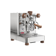 Lelit Bianca espresso machine with wooden handles on a white background